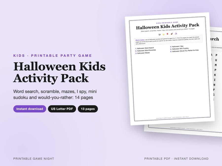 Halloween Kids Activity Pack